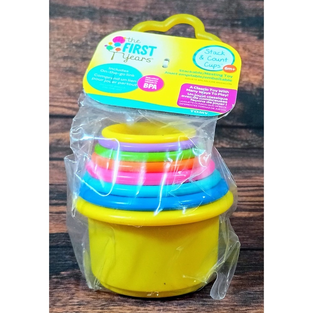 The First Years Stack & Count Cups Baby Toy 8 Colorful Numbered Nesting Cups NEW